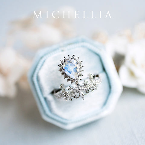 [Angelique] Venetian Crown Engagement Ring in Moonstone Women's Ring michelliafinejewelry