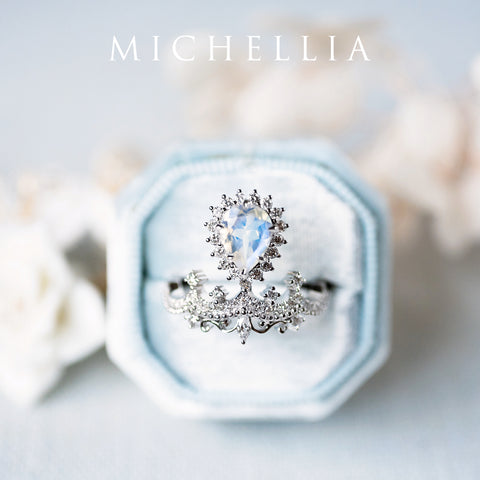 [Angelique] Venetian Crown Engagement Ring in Moonstone Women's Ring michelliafinejewelry