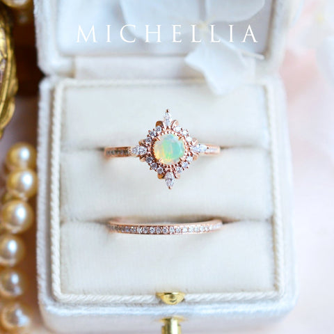 [Astrid] Art Deco Petite Ring in Opal Women's Ring michelliafinejewelry   