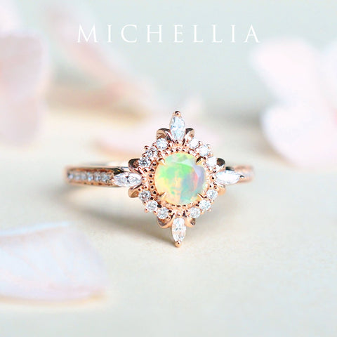 [Astrid] Art Deco Petite Ring in Opal Women's Ring michelliafinejewelry   