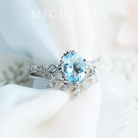 [Evelina] Vintage Classic Crown Oval Engagement Ring in Morganite Women's Ring michelliafinejewelry