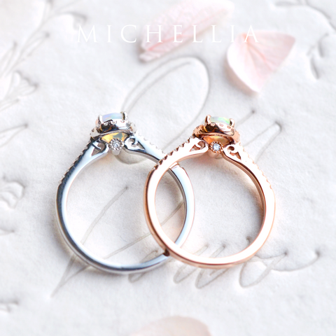 [Nova] Petite Halo Diamond Ring in Opal Women's Ring michelliafinejewelry   