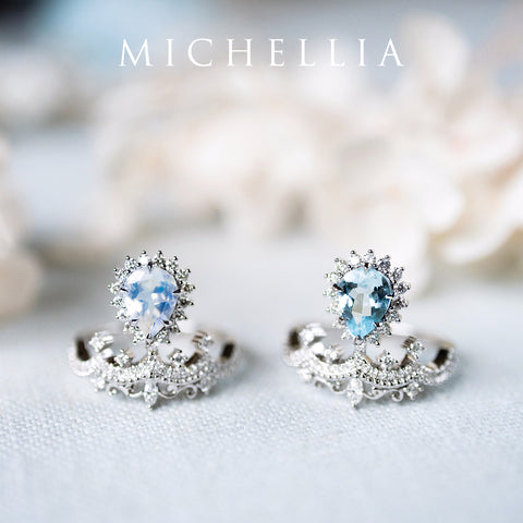 [Angelique] Venetian Crown Engagement Ring in Moonstone Women's Ring michelliafinejewelry