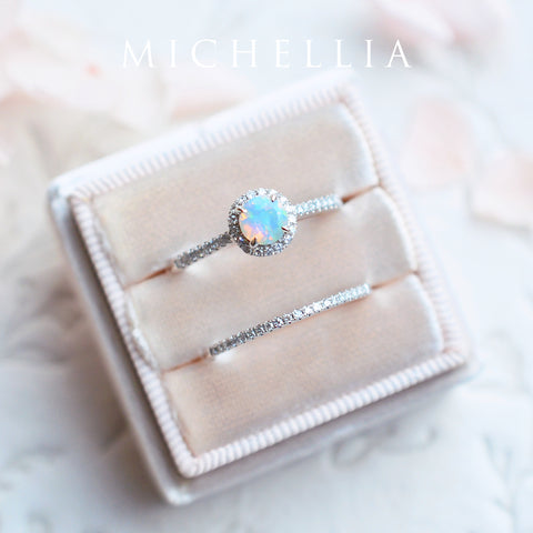 [Nova] Petite Halo Diamond Ring in Opal Women's Ring michelliafinejewelry   