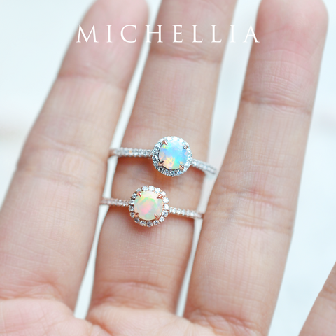 [Nova] Petite Halo Diamond Ring in Opal Women's Ring michelliafinejewelry   
