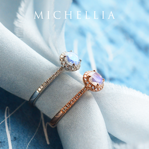 [Nova] Petite Halo Diamond Ring in Moonstone Women's Ring michelliafinejewelry   