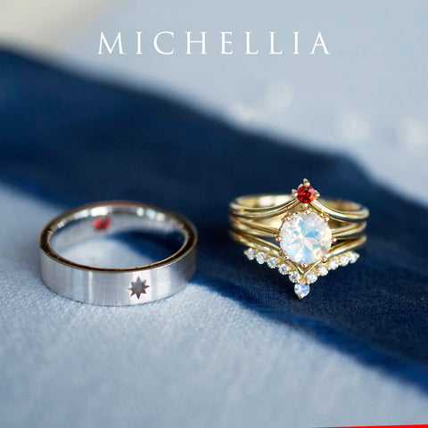 [Alexis] Men's Starlight Wedding Band Men's Band Michellia Fine Jewelry