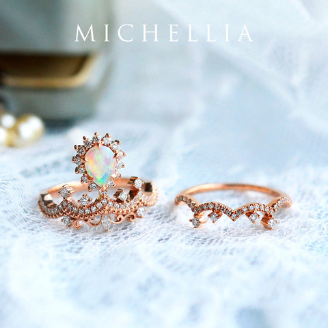 [Angelique] Venetian Crown Engagement Ring in Moonstone Women's Ring michelliafinejewelry