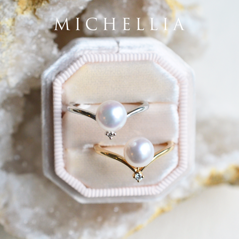[Aisha] Moonrise Ring in Akoya Pearl Women's Ring michelliafinejewelry   