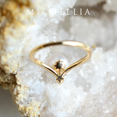 [Aisha] Moonrise Ring in Akoya Pearl Women's Ring michelliafinejewelry   