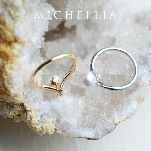 [Aisha] Moonrise Ring in Akoya Pearl Women's Ring michelliafinejewelry   