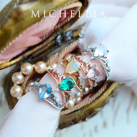 [Veronica] Vintage Crown Pear Engagement Ring in Diamond / Moissanite Women's Ring michelliafinejewelry   