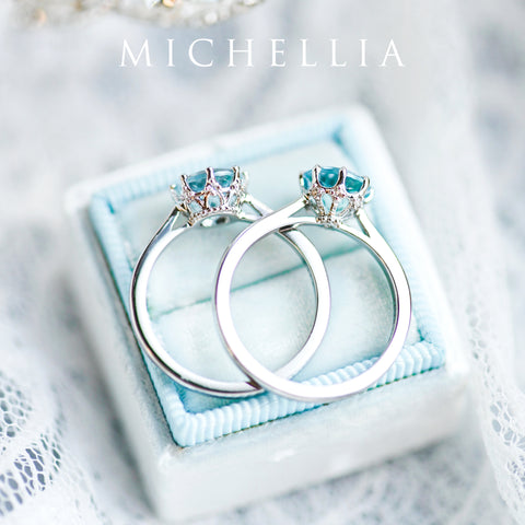 [Victoria] Classic Crown Solitaire Ring in Aquamarine Women's Ring michelliafinejewelry   