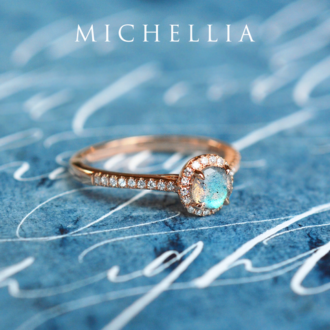 [Nova] Petite Halo Diamond Ring in Labradorite Women's Ring michelliafinejewelry   
