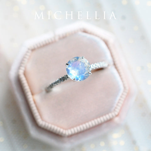 [Celia] Modern Classic Solitaire Ring in Moonstone Women's Ring michelliafinejewelry   