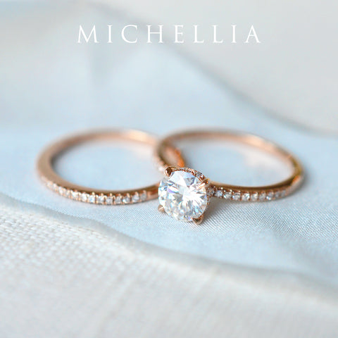 [Celia] Modern Classic Hidden Halo Solitaire Engagement Ring in Diamond / Moissanite Women's Ring michelliafinejewelry   