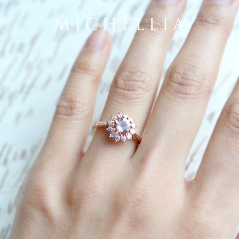 [Rosalie] Vintage Bloom Ring in Morganite Women's Ring michelliafinejewelry   