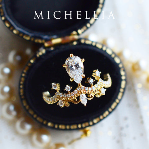 [Antoinette] Vintage Chandelier Engagement Ring in Diamond / Moissanite Women's Ring michelliafinejewelry   