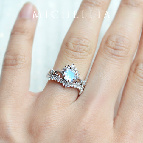 [Theia] Heirloom Crown Engagement Ring in Moonstone Women's Ring michelliafinejewelry   