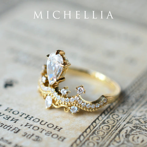 [Antoinette] Vintage Chandelier Engagement Ring in Diamond / Moissanite Women's Ring michelliafinejewelry   