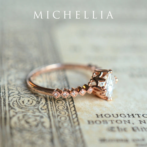 [Astoria] Fluer De Lis Square Princess Cut Ring in Moonstone Women's Ring michelliafinejewelry   