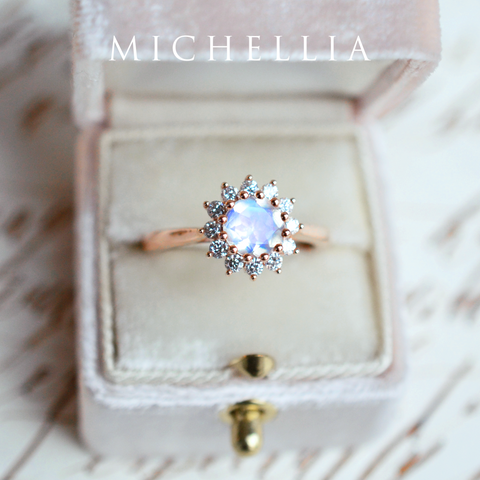 [Rosalie] Vintage Bloom Ring in Lab Blue Sapphire Women's Ring michelliafinejewelry   