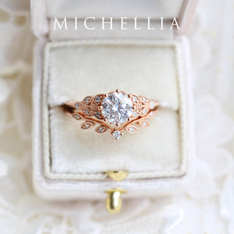[Kerensa] Classic Floral Engagement Ring in Aquamarine Women's Ring michelliafinejewelry