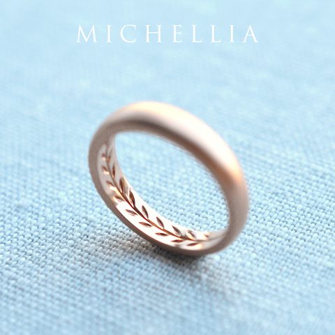 [Florian] Men's Hidden Engraved Laurel Leaf Band Men's Band Michellia Fine Jewelry   