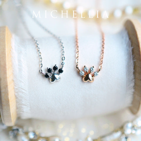 [Beans] Dog & Cat Paw Diamond Necklace Necklace michelliafinejewelry   