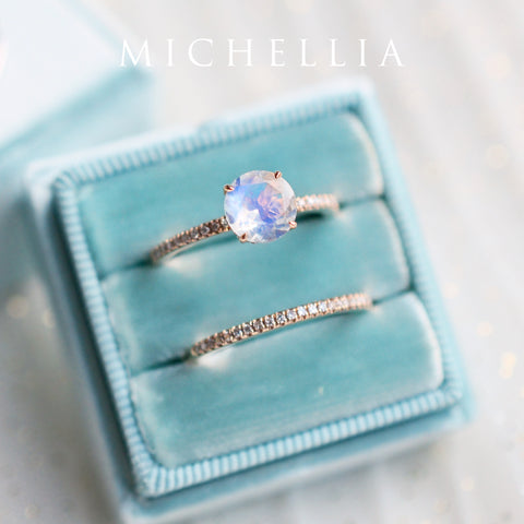 [Celia] Modern Classic Solitaire Ring in Moonstone Women's Ring michelliafinejewelry   