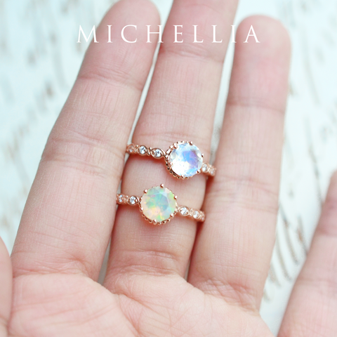 [Evelyn] Vintage Classic Crown Engagement Ring in Morganite Women's Ring michelliafinejewelry