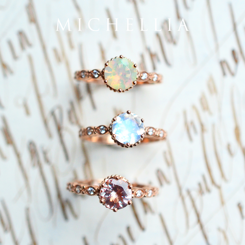 [Evelyn] Vintage Classic Crown Engagement Ring in Lab Blue Sapphire Women's Ring michelliafinejewelry