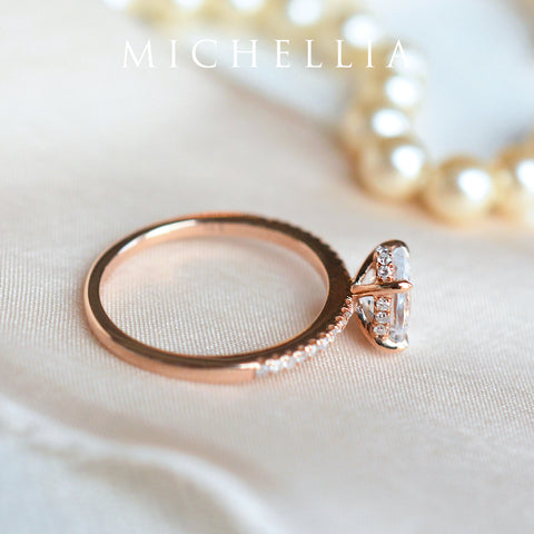 [Elaine] Modern Classic Oval Solitaire Ring in Lab Blue Sapphire Women's Ring michelliafinejewelry   