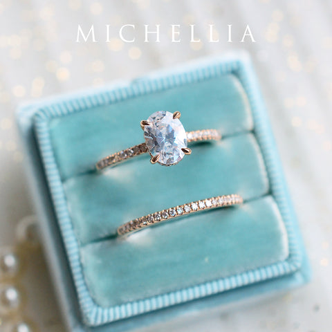 [Elaine] Classic Oval Solitaire Engagement Ring with Hidden Halo in Diamond / Moissanite Women's Ring michelliafinejewelry   