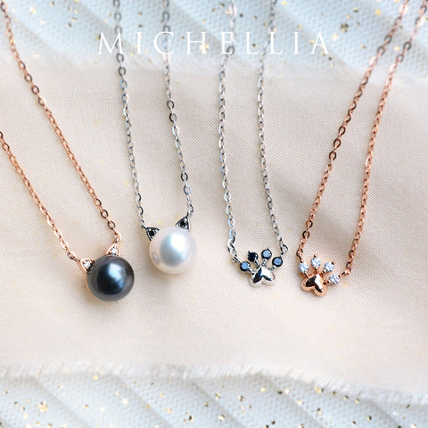 [Beans] Dog & Cat Paw Diamond Necklace Necklace michelliafinejewelry   