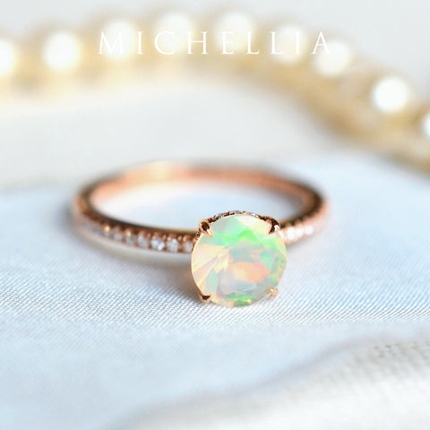 [Celia] Modern Classic Solitaire Ring in Opal Women's Ring michelliafinejewelry   