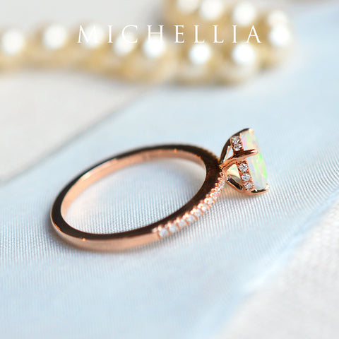 [Celia] Modern Classic Solitaire Ring in Opal Women's Ring michelliafinejewelry   