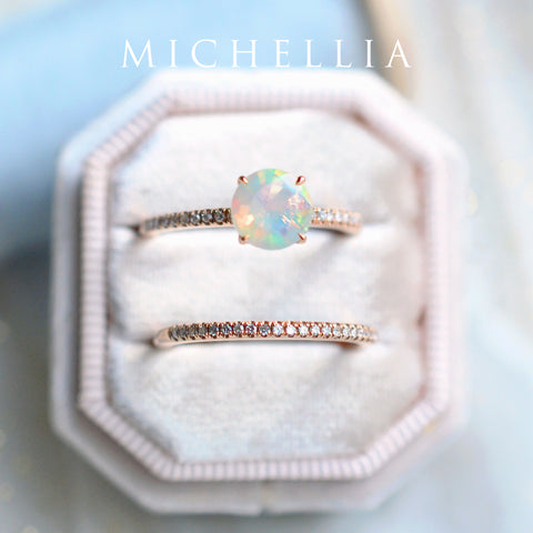 [Celia] Modern Classic Solitaire Ring in Opal Women's Ring michelliafinejewelry   