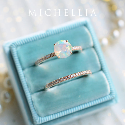 [Celia] Modern Classic Solitaire Ring in Opal Women's Ring michelliafinejewelry   