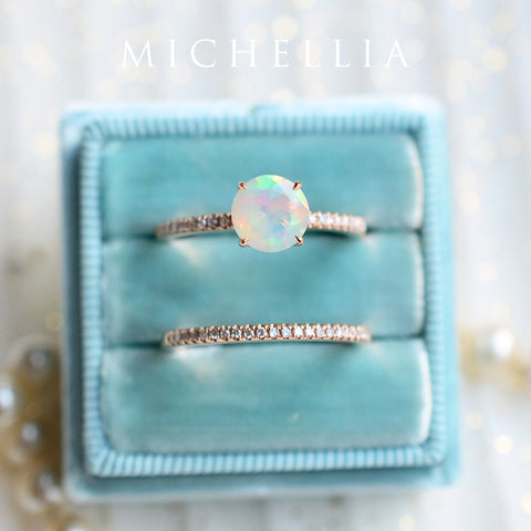 [Celia] Modern Classic Solitaire Ring in Opal Women's Ring michelliafinejewelry   
