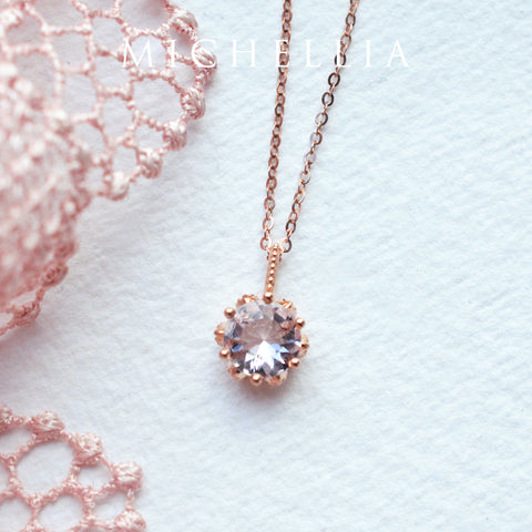 [Eden] Floral Solitaire Necklace in Morganite Necklace michelliafinejewelry   