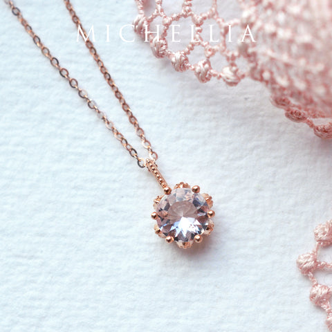 [Eden] Floral Solitaire Necklace in Morganite Necklace michelliafinejewelry   