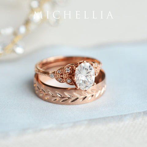 [Olivia] Classic Floral Oval Cut Ring in Morganite Women's Ring michelliafinejewelry   