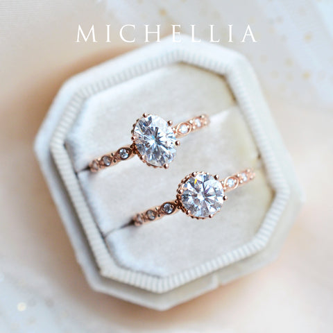 [Evelyn] Vintage Classic Crown Engagement Ring in Diamond / Moissanite Women's Ring michelliafinejewelry   