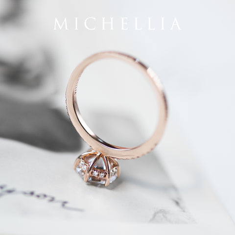 [Kate] Classic Pave Hidden Diamond 6-Prong Solitaire Engagement Ring in Diamond / Moissanite Women's Ring michelliafinejewelry   