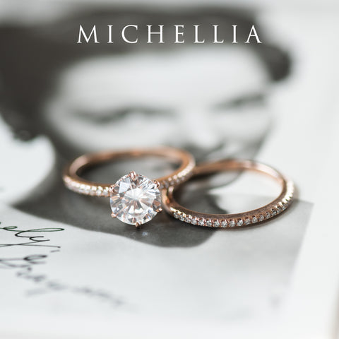 [Kate] Classic Pave Hidden Diamond 6-Prong Solitaire Engagement Ring in Diamond / Moissanite Women's Ring michelliafinejewelry   