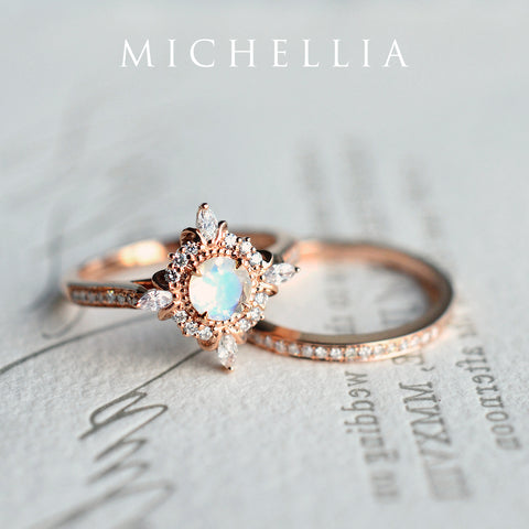 [Astrid] Art Deco Petite Ring in Moonstone Women's Ring michelliafinejewelry   