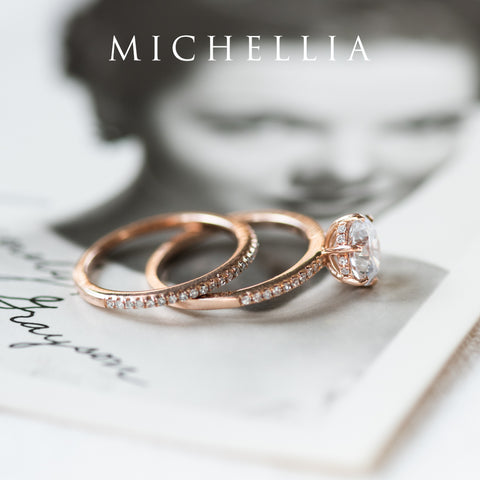 [Kate] Classic Pave Hidden Diamond 6-Prong Solitaire Engagement Ring in Diamond / Moissanite Women's Ring michelliafinejewelry   