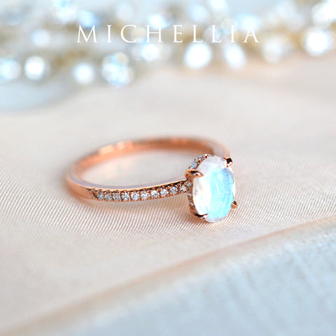 [Elaine] Modern Classic Oval Solitaire Ring in Moonstone Women's Ring michelliafinejewelry   