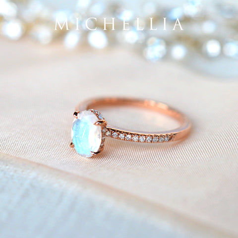 [Elaine] Modern Classic Oval Solitaire Ring in Moonstone Women's Ring michelliafinejewelry   